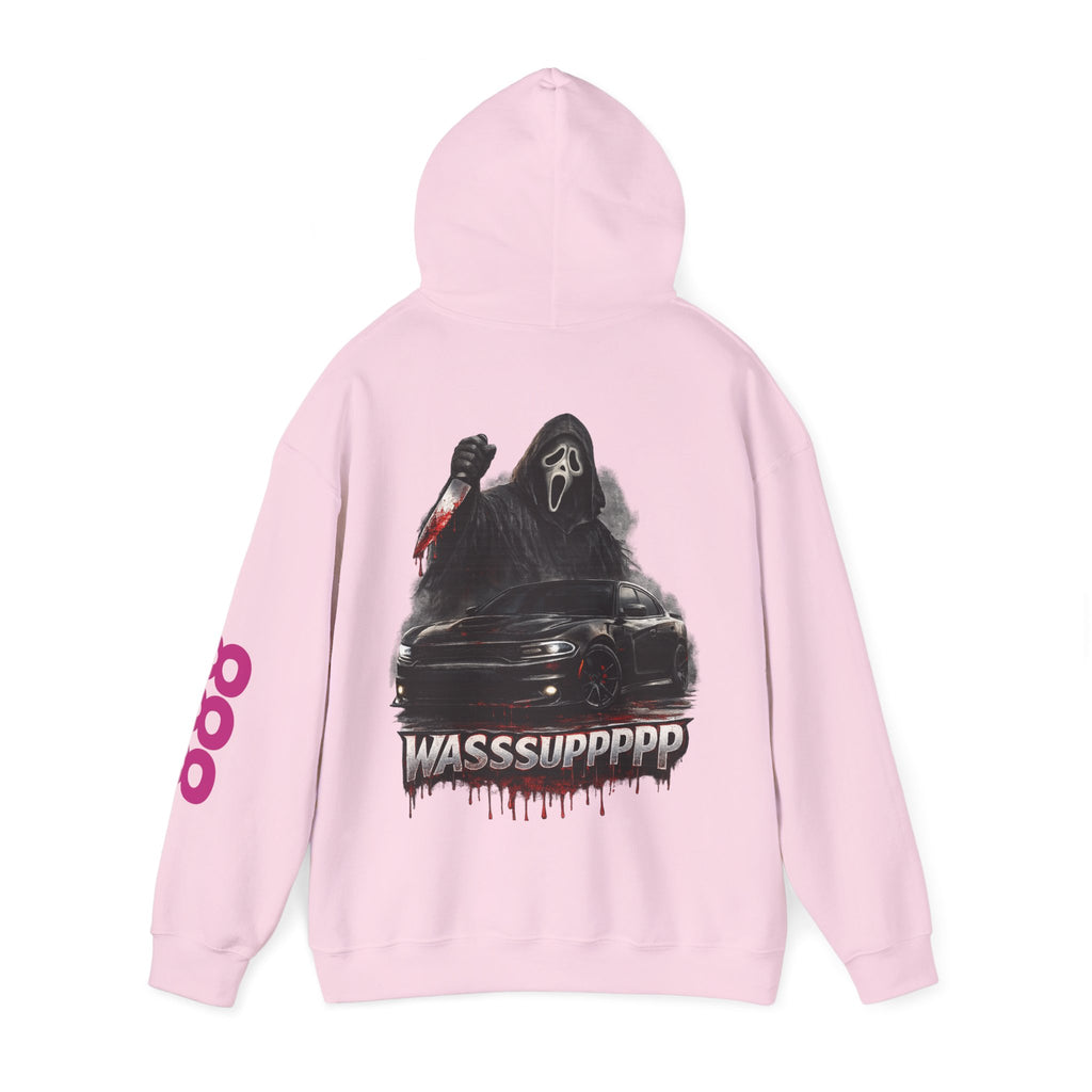 Hoodie — Retro Horror 'WASSSUPPPPP' Graphic Pullover