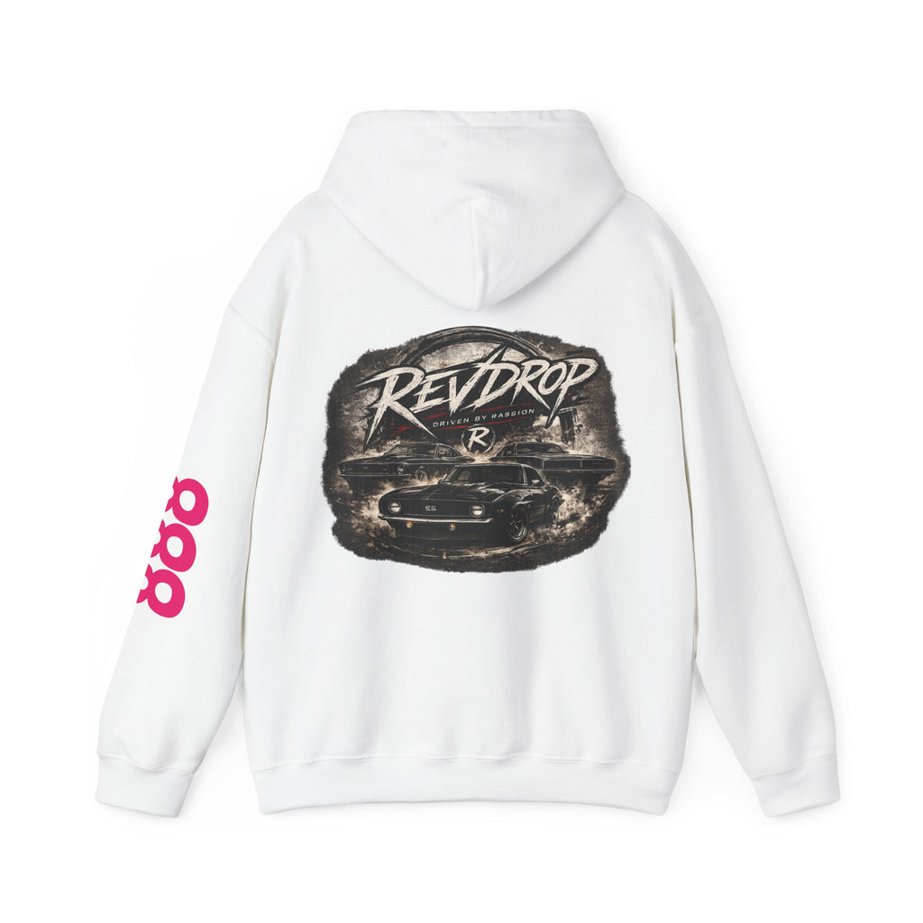 RevDrop Vintage Racing Hoodie — Retro Car Logo Pullover