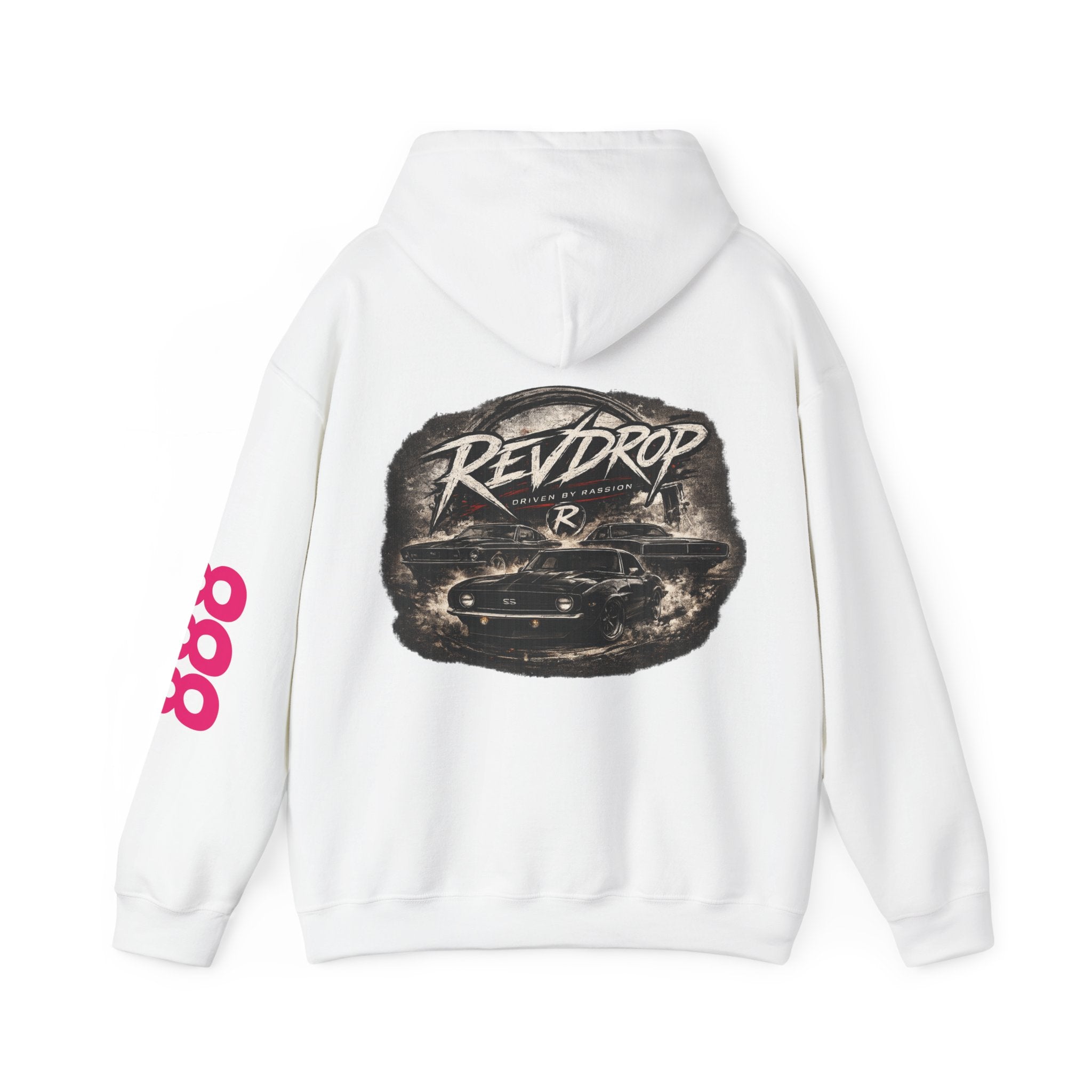 RevDrop Vintage Racing Hoodie — Retro Car Logo Pullover