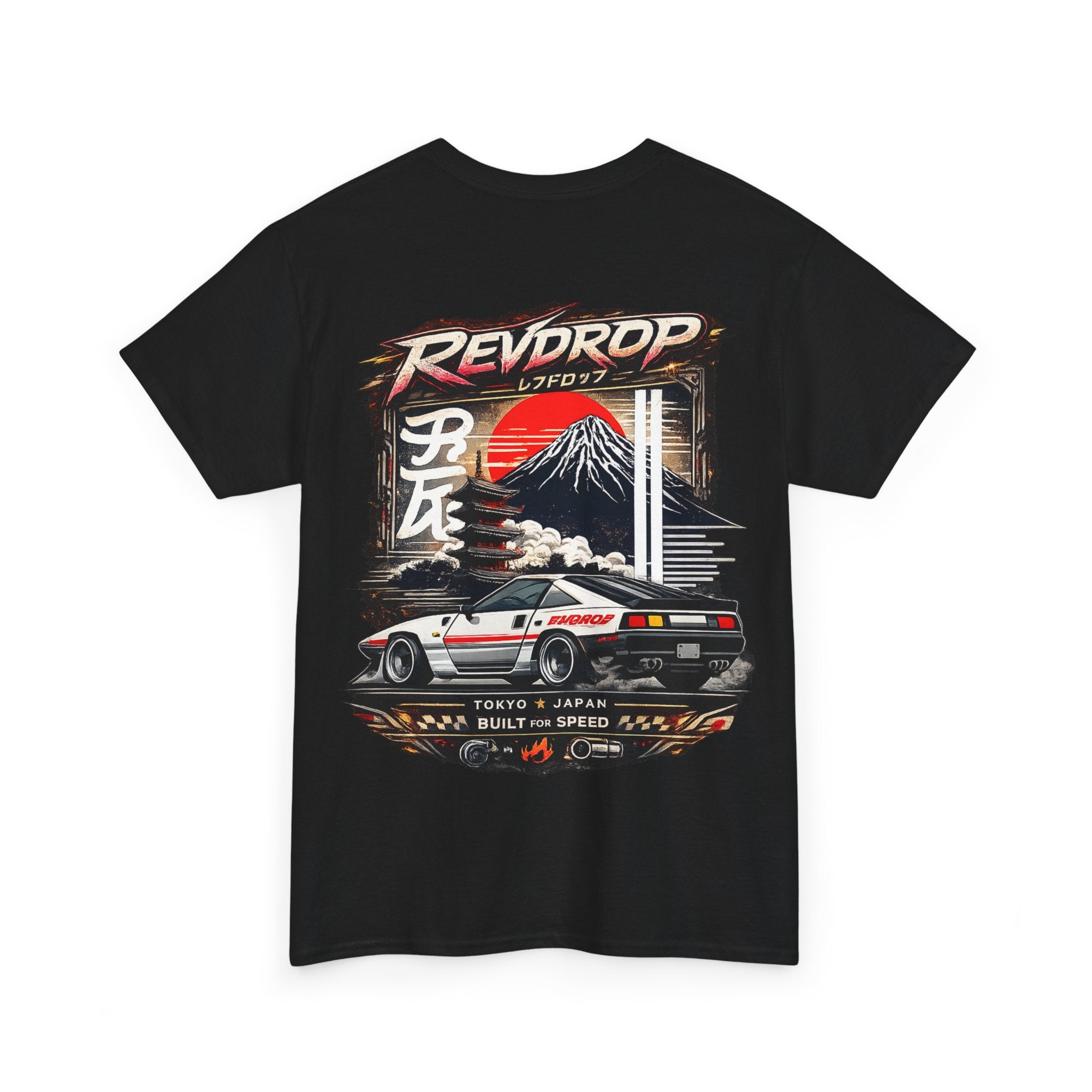 RevDrop Japanese Skyline Car Tee — Drift Racing Graphic T‑Shirt