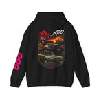 RivetRoo Retro Car Hoodie — Vintage Skyline Racing Graphic