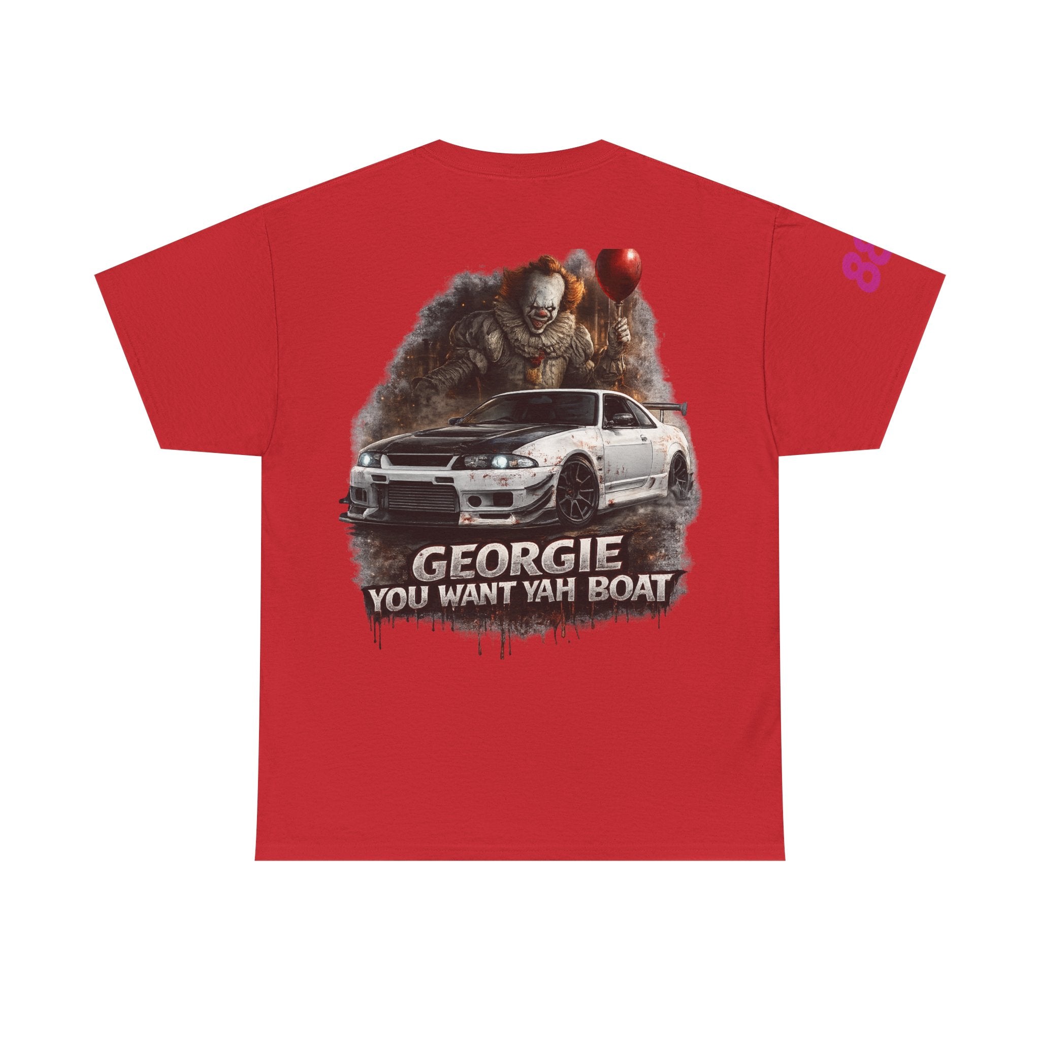 IT-Inspired Graphic Tee — "Georgie You Want Yah Boat" Horror Car Shirt