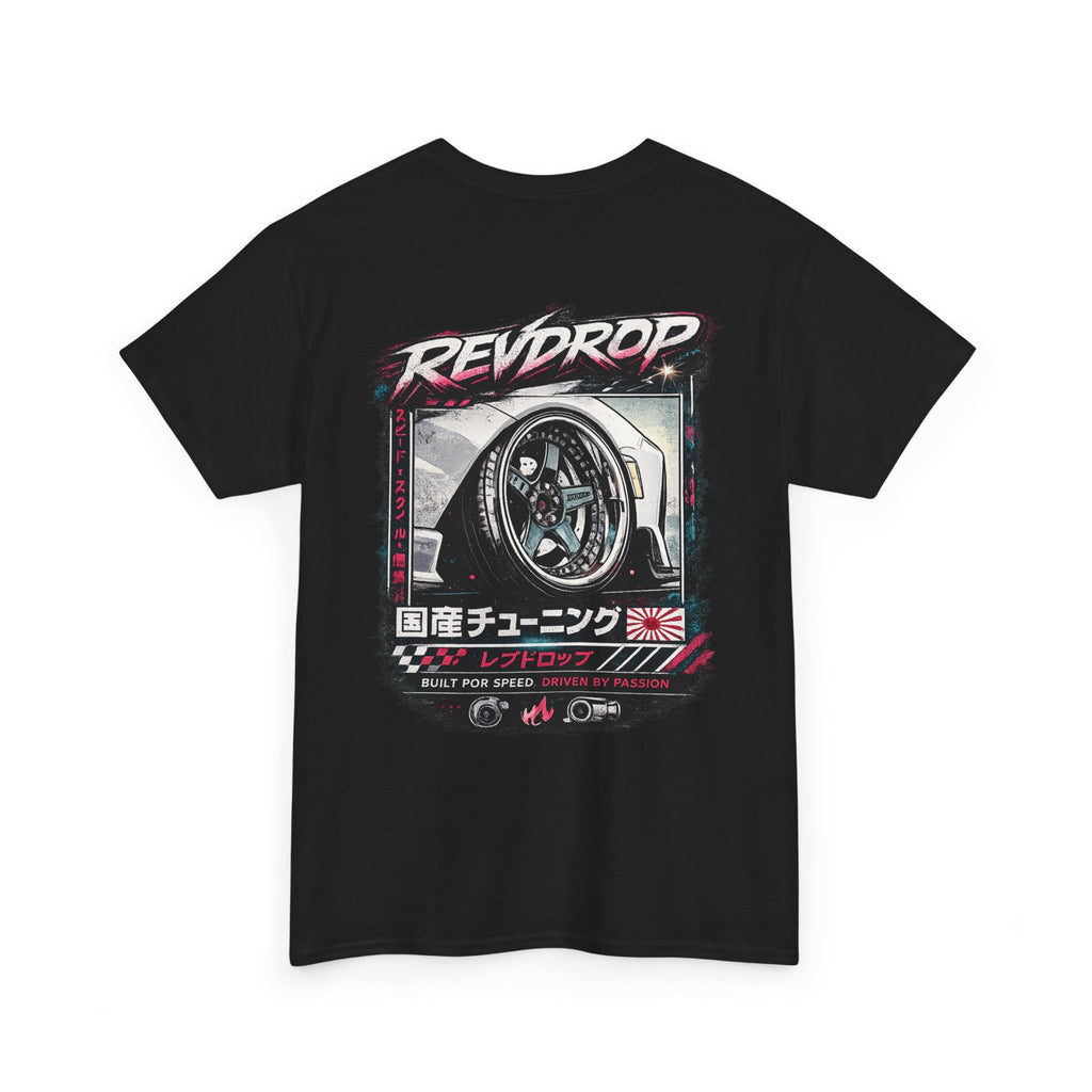 RevDrop Racing Tee — JDM Wheel Graphic T-Shirt