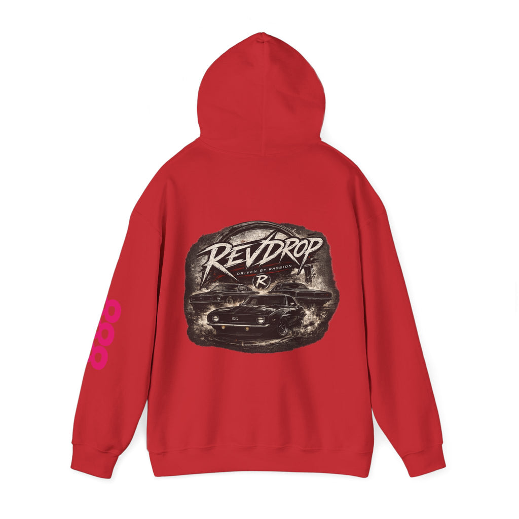 RevDrop Vintage Racing Hoodie — Retro Car Logo Pullover