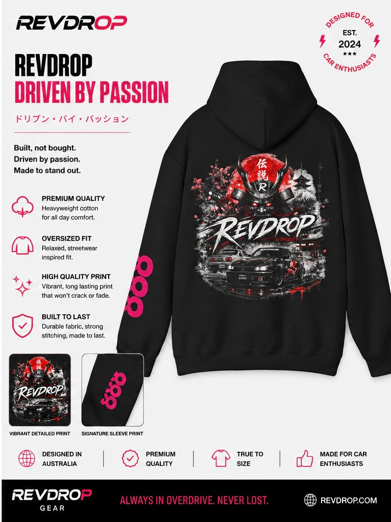 REVDROP Japanese Demon Graphic Hoodie | Anime-Inspired Streetwear Pullover
