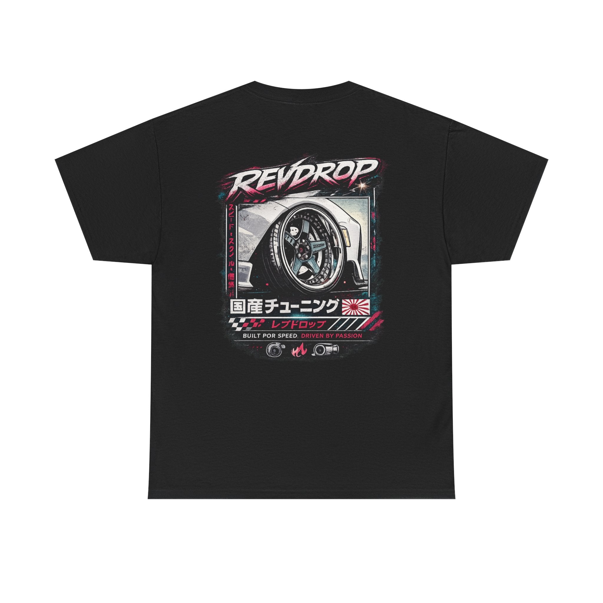 RevDrop Racing Tee — JDM Wheel Graphic T-Shirt