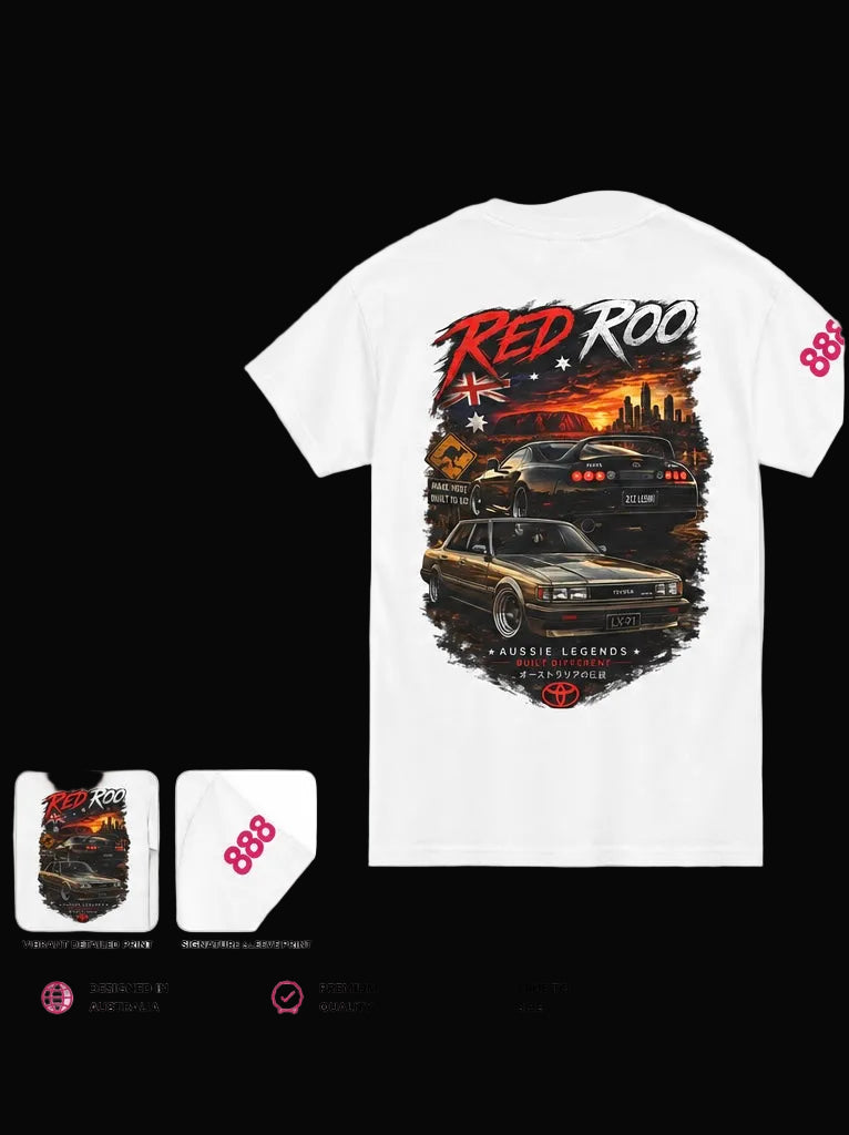 Red Roo Retro muscle car graphic tee by RevDrop