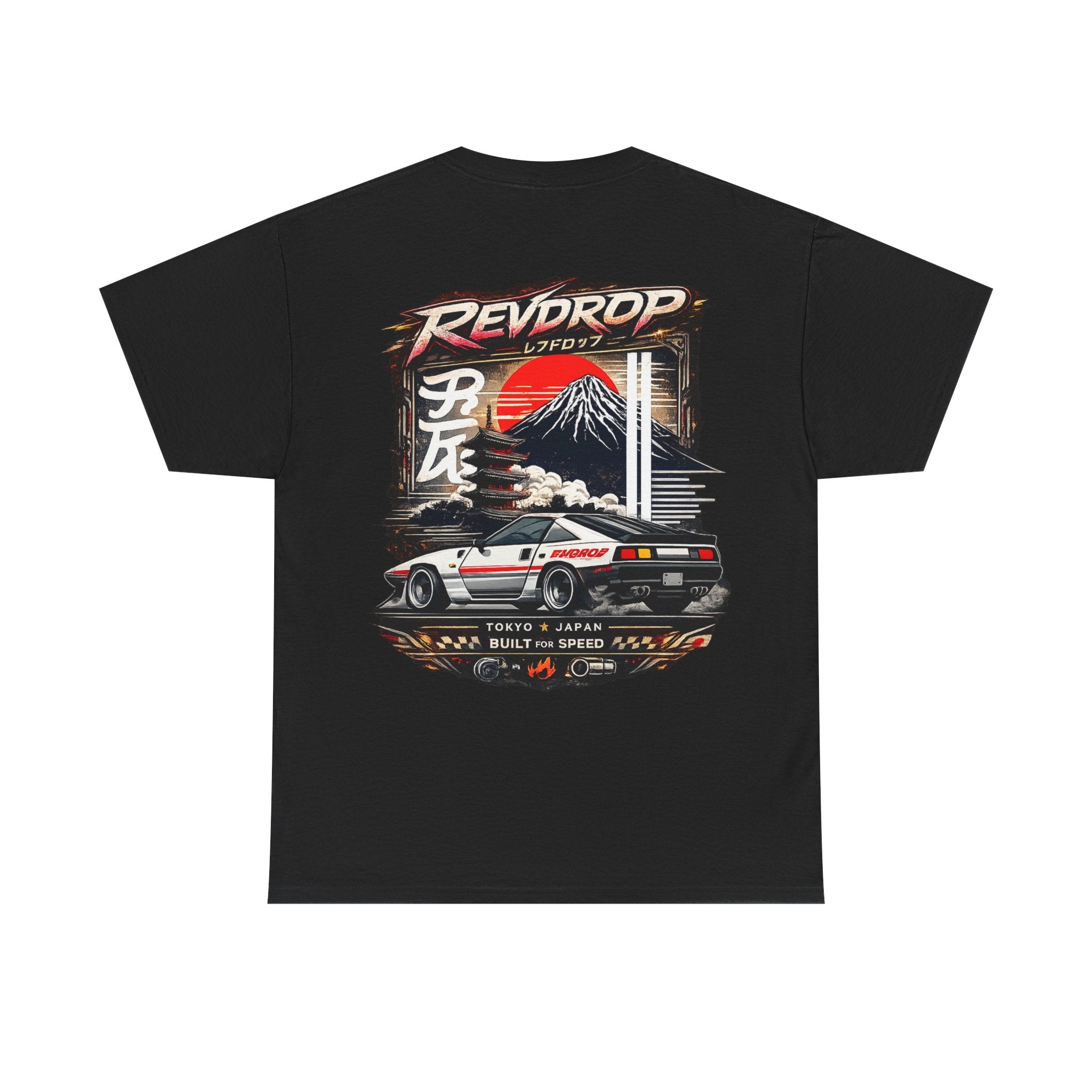RevDrop Japanese Skyline Car Tee — Drift Racing Graphic T‑Shirt