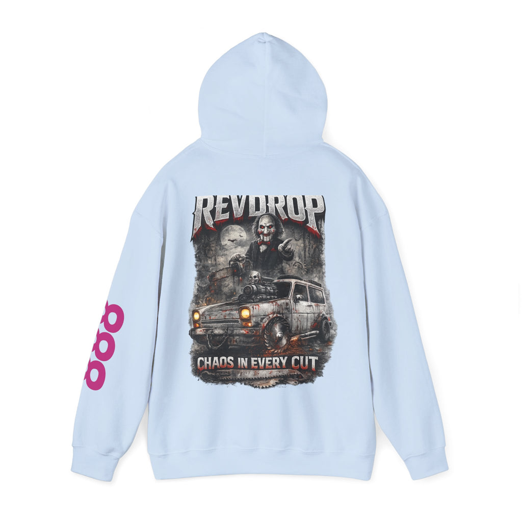 Hoodie — "Rev Up: Chaos In Every Cut" Gothic Car & Reaper Graphic