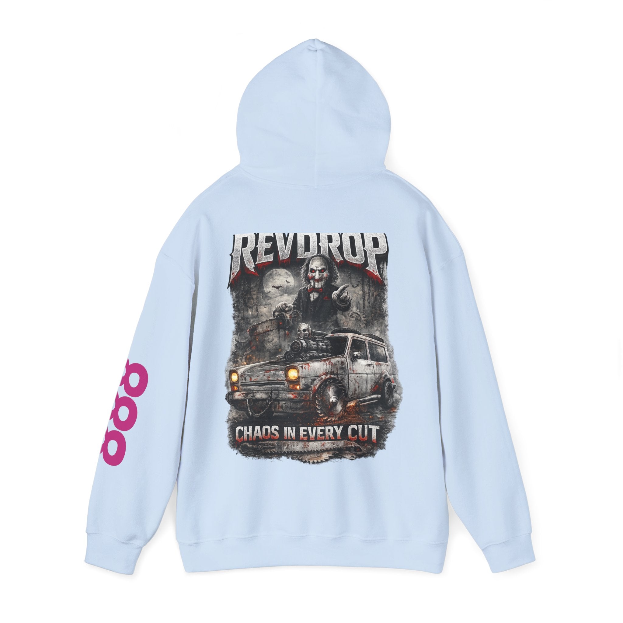 Hoodie — "Rev Up: Chaos In Every Cut" Gothic Car & Reaper Graphic