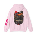 RivetRoo Retro Car Hoodie — Vintage Skyline Racing Graphic