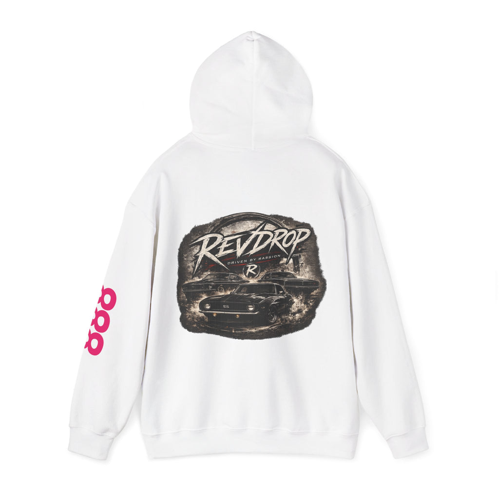 RevDrop Vintage Racing Hoodie — Retro Car Logo Pullover