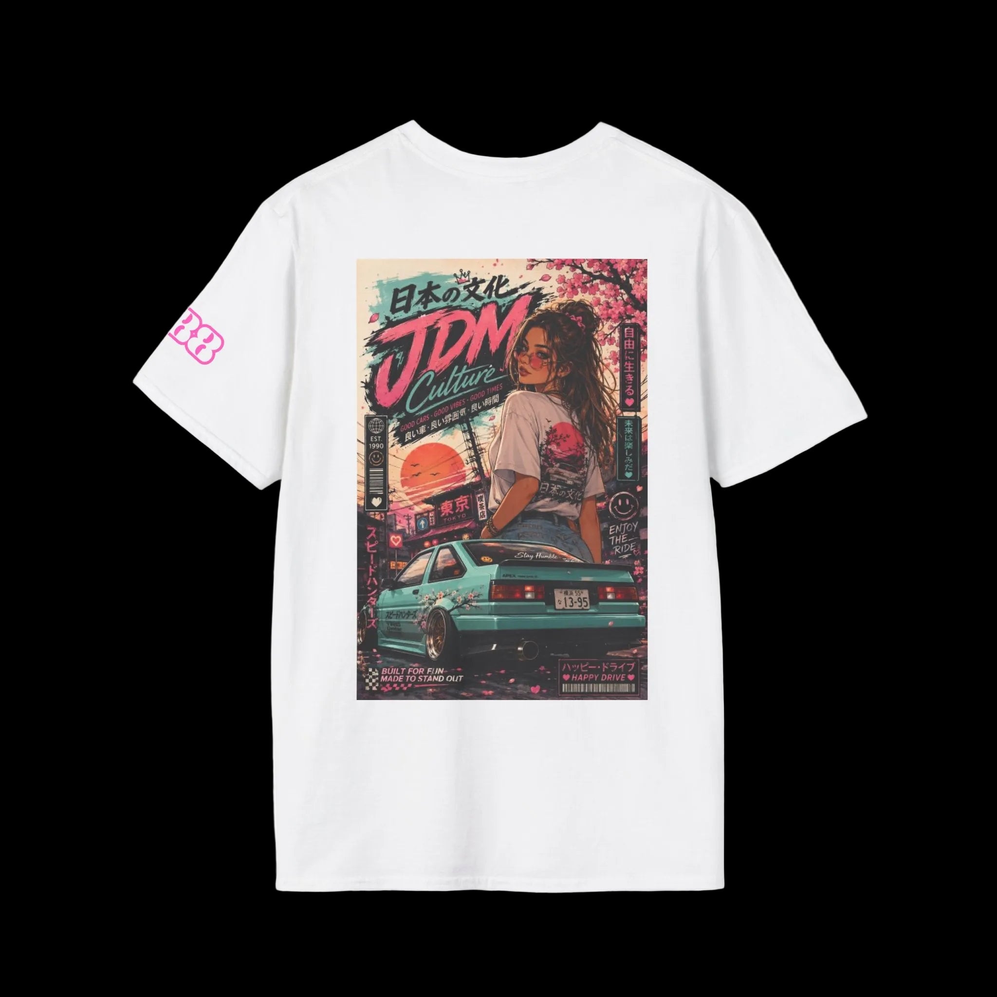 Retro Pink Neon Palm Badge T-Shirt