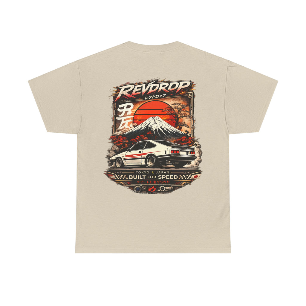 Racing Retro Tee — 'RevDrop' Mount Fuji Drift Car Graphic T-Shirt