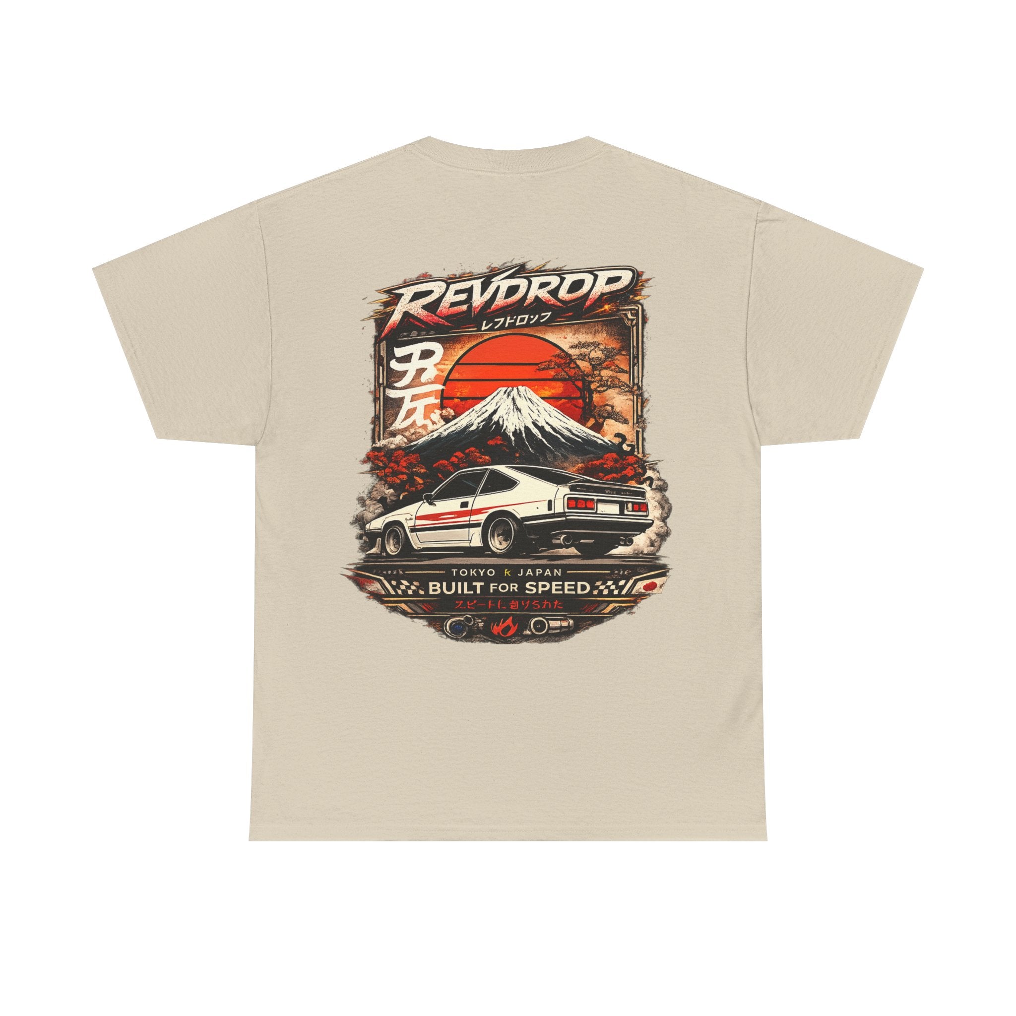 Racing Retro Tee — 'RevDrop' Mount Fuji Drift Car Graphic T-Shirt