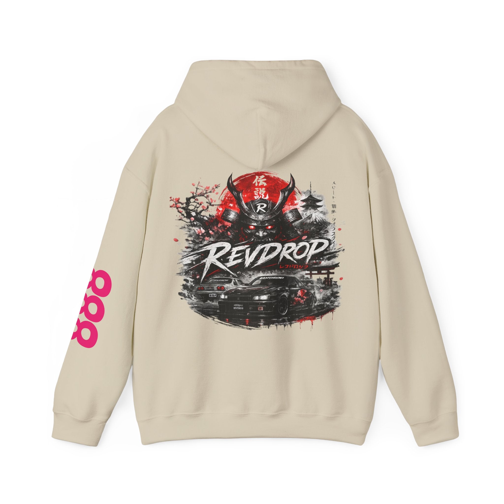 RevDrop Samurai Racing Hoodie — Japanese Demon Mask Graphic Streetwear