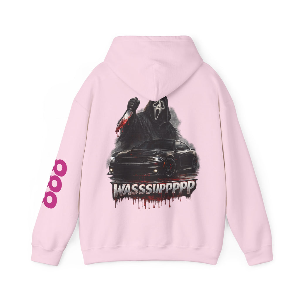 Hoodie — Retro Horror 'WASSSUPPPPP' Graphic Pullover