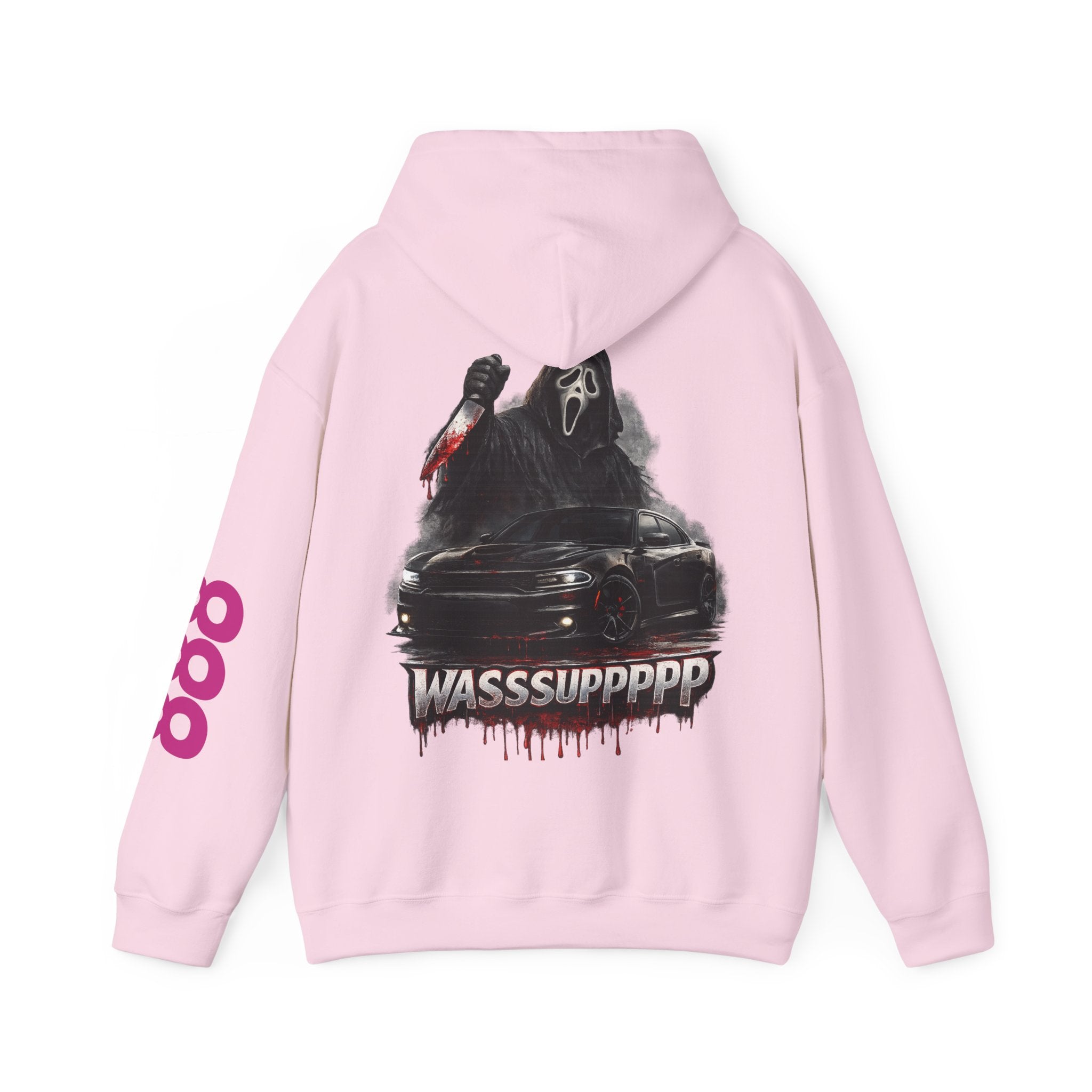 Hoodie — Retro Horror 'WASSSUPPPPP' Graphic Pullover