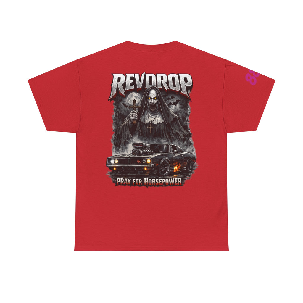 RevDrop “Pray For Horsepower” Graphic Tee – Horror Streetwear T-Shirt