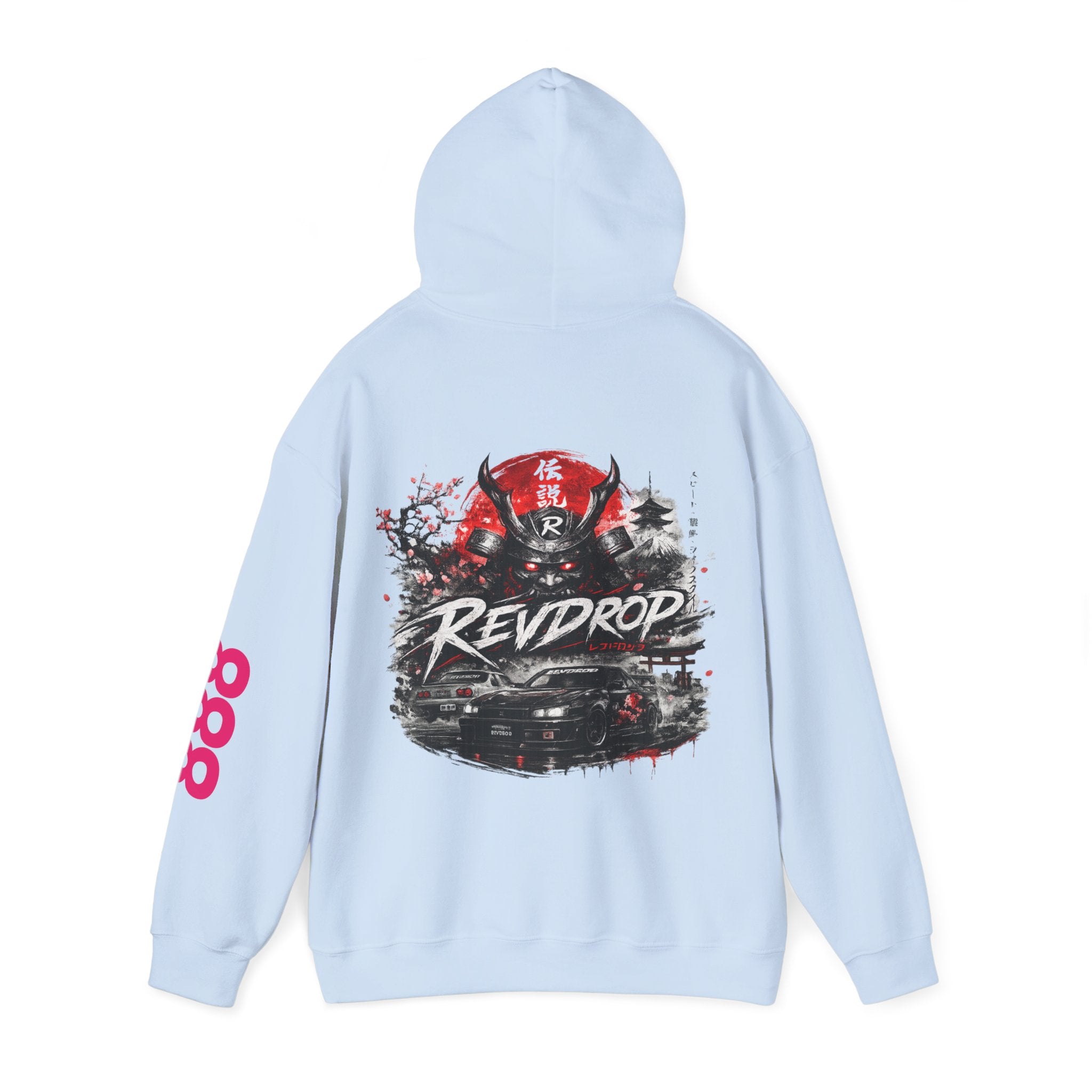 RevDrop Samurai Racing Hoodie — Japanese Demon Mask Graphic Streetwear