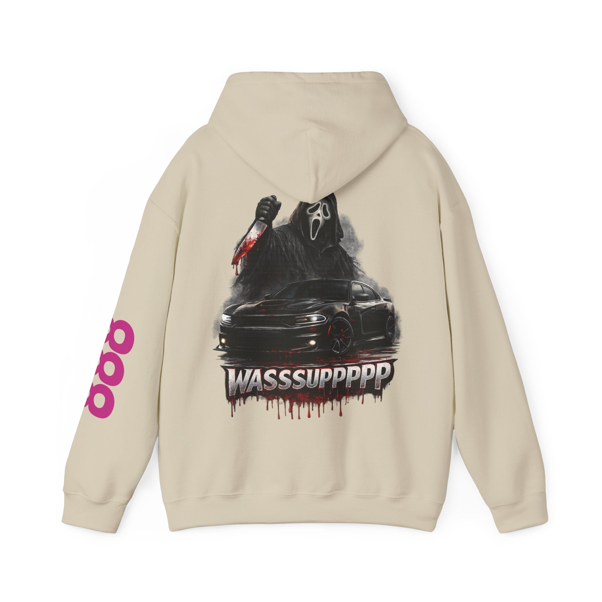 Hoodie — Retro Horror 'WASSSUPPPPP' Graphic Pullover