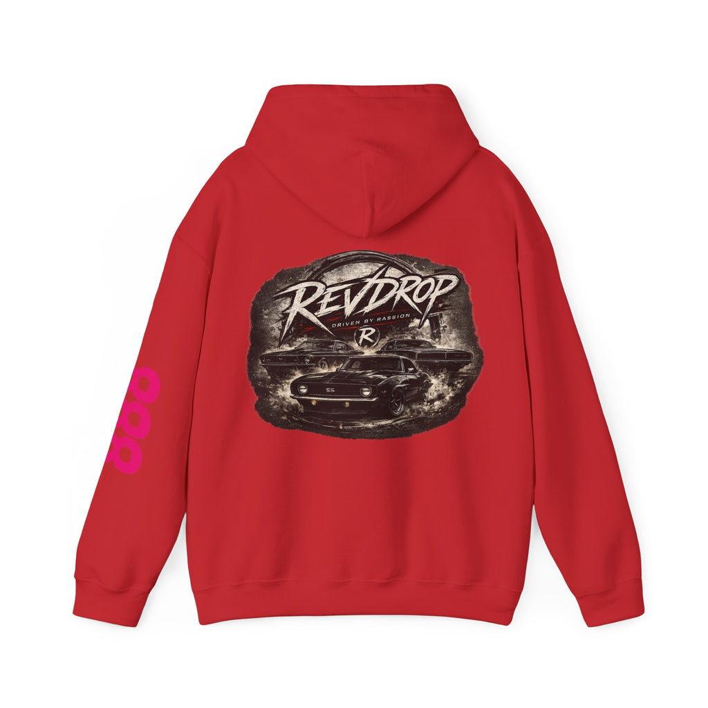 RevDrop Vintage Racing Hoodie — Retro Car Logo Pullover