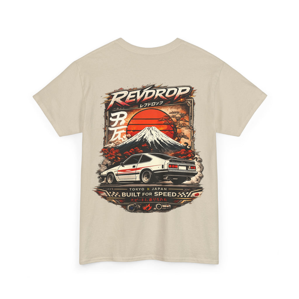 Racing Retro Tee — 'RevDrop' Mount Fuji Drift Car Graphic T-Shirt