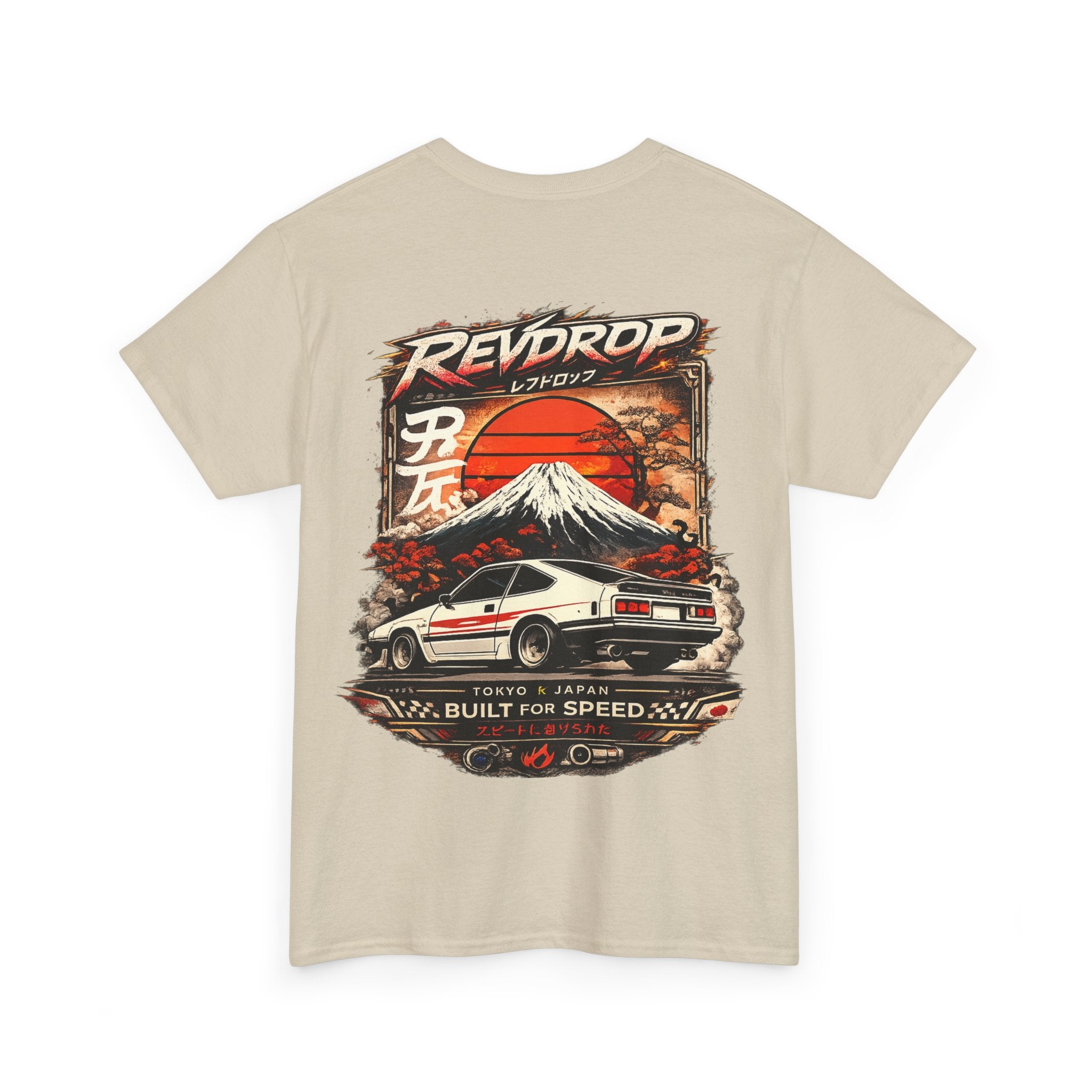 Racing Retro Tee — 'RevDrop' Mount Fuji Drift Car Graphic T-Shirt