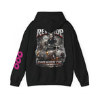 Hoodie — "Rev Up: Chaos In Every Cut" Gothic Car & Reaper Graphic
