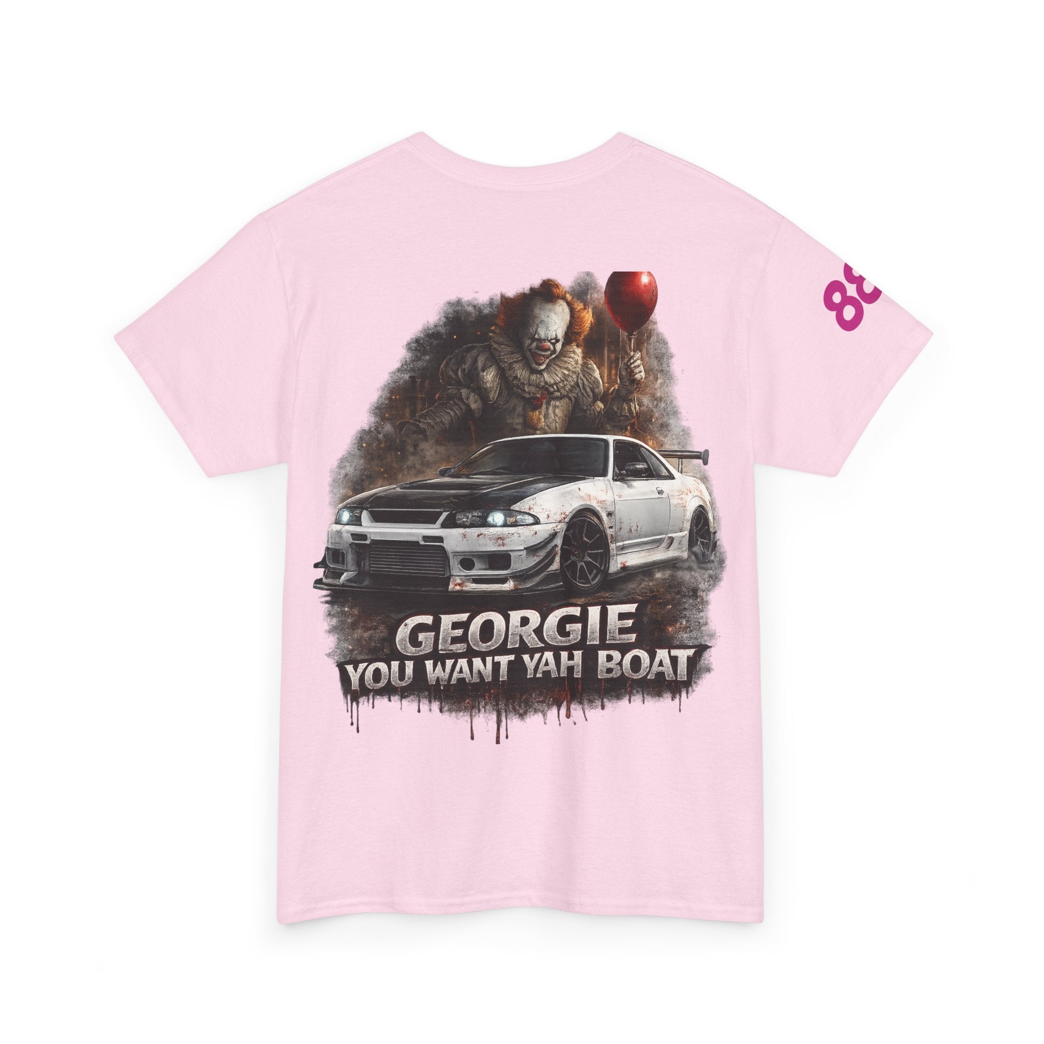 IT-Inspired Graphic Tee — "Georgie You Want Yah Boat" Horror Car Shirt