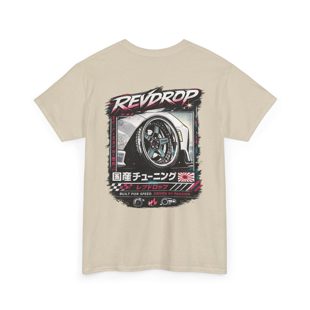 RevDrop Racing Tee — JDM Wheel Graphic T-Shirt