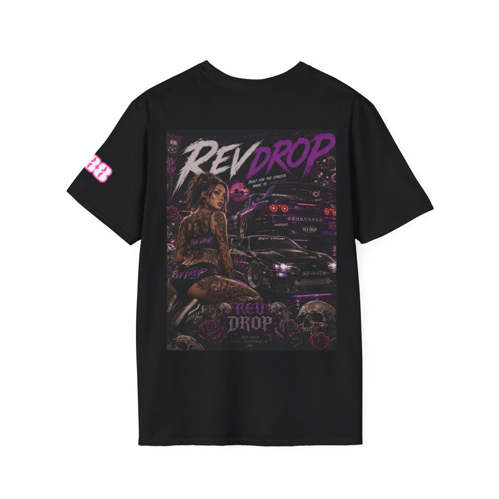 T-Shirt — Retro Pink 'Red Drop' Logo Pocket Tee