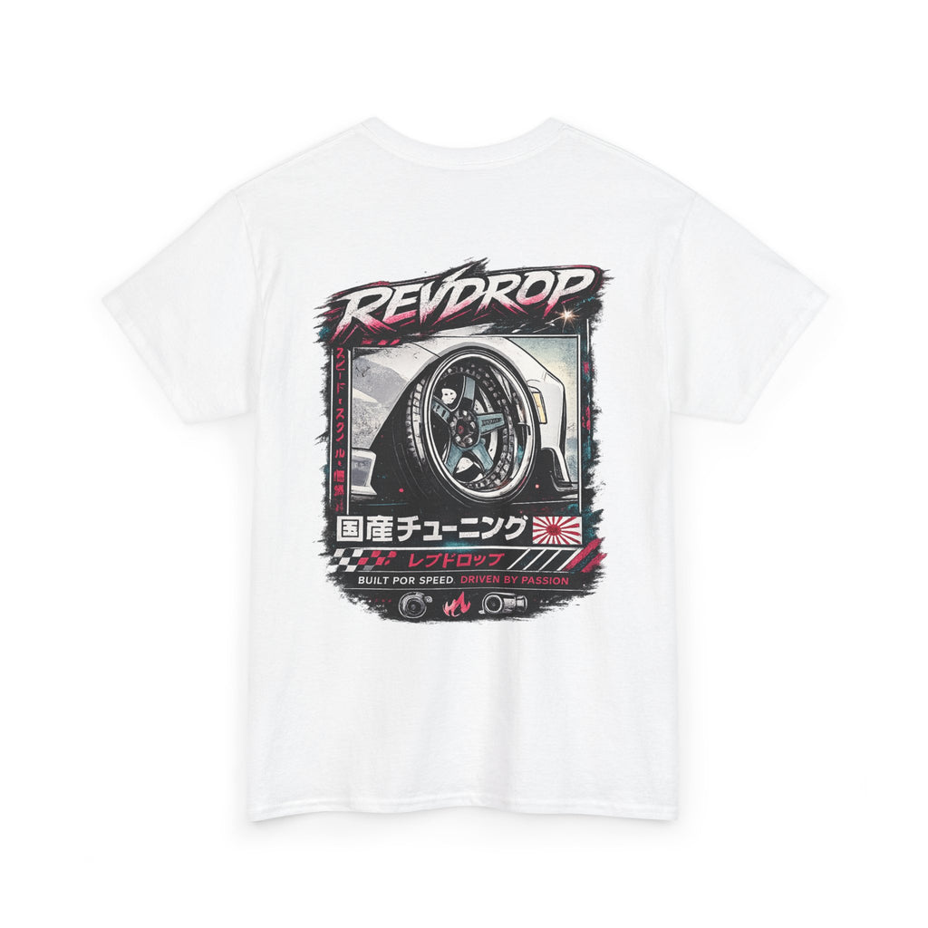 RevDrop Racing Tee — JDM Wheel Graphic T-Shirt