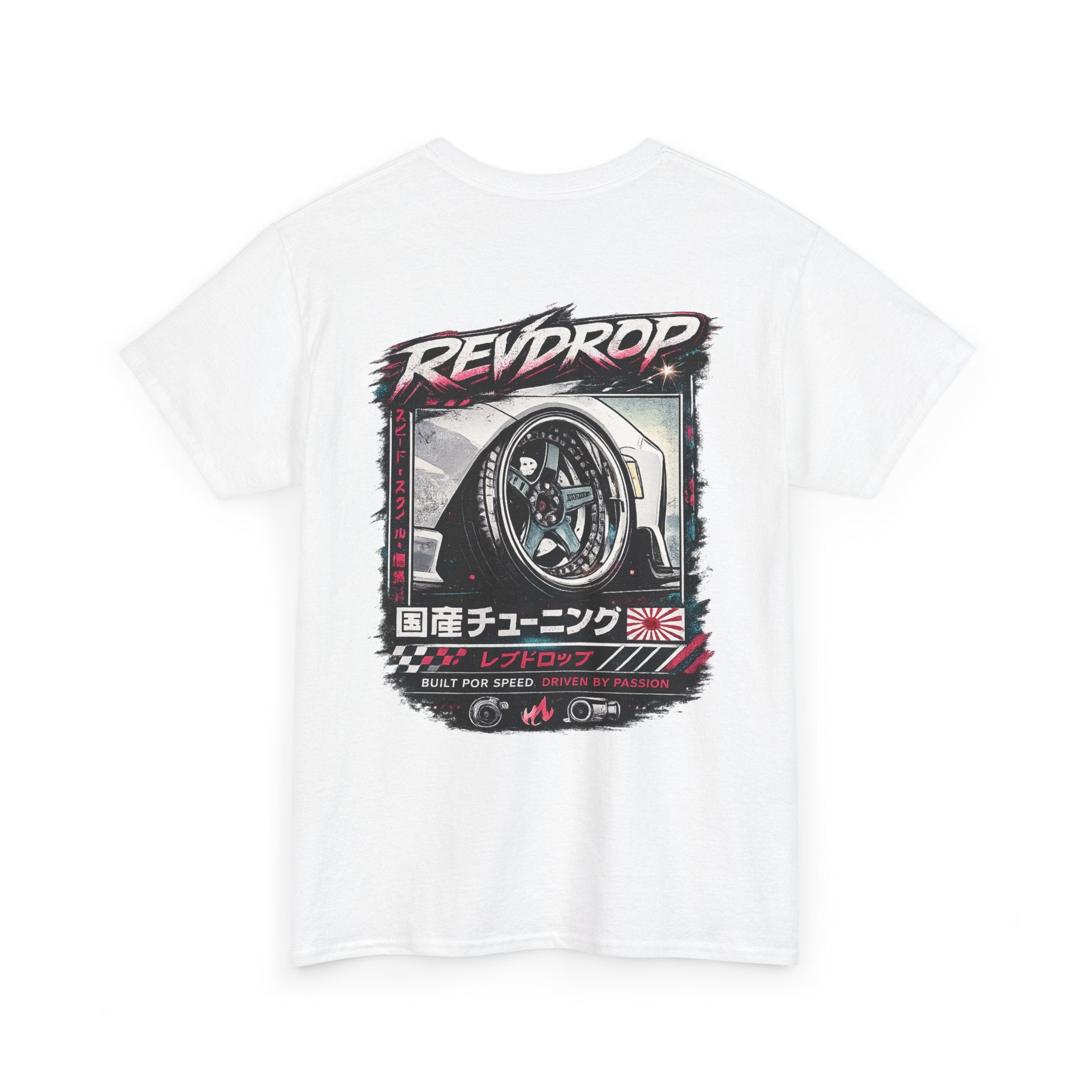 RevDrop Racing Tee — JDM Wheel Graphic T-Shirt