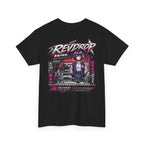 Retro Anime Racing Tee — "REVDROP" Cyberpunk Girl Graphic Shirt