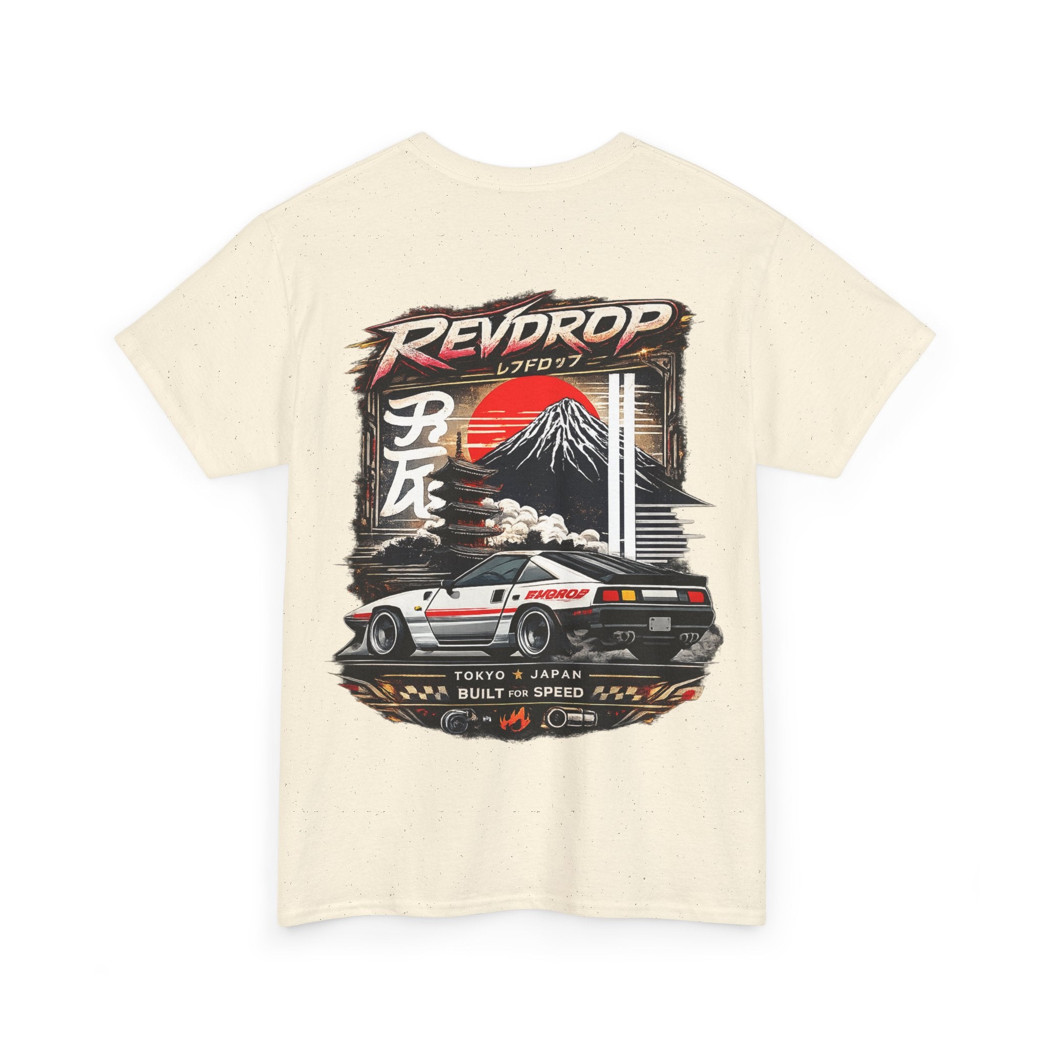 RevDrop Japanese Skyline Car Tee — Drift Racing Graphic T‑Shirt