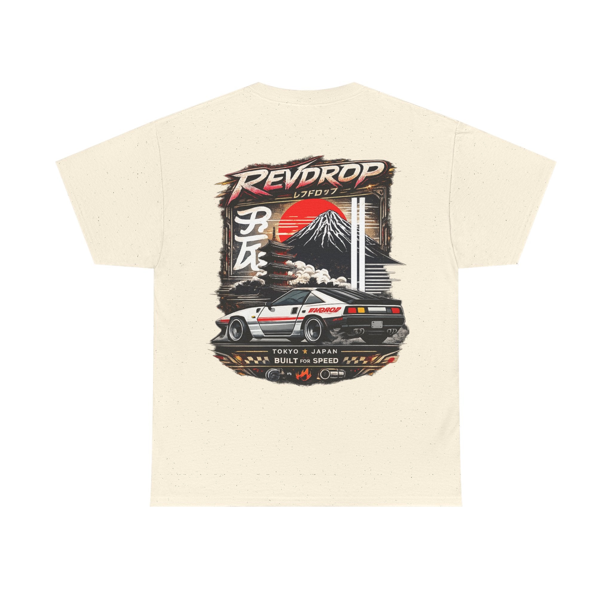 RevDrop Japanese Skyline Car Tee — Drift Racing Graphic T‑Shirt