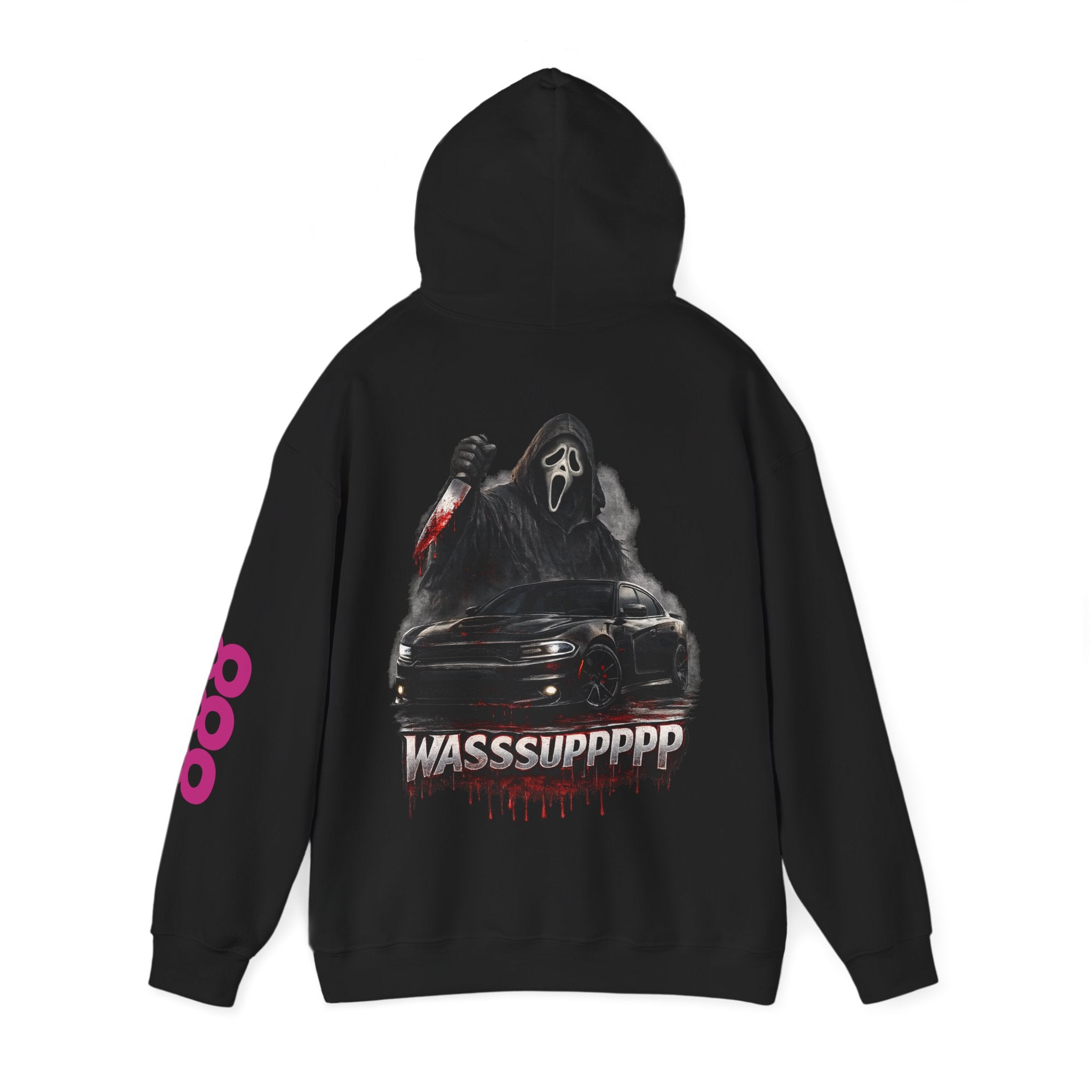 Hoodie — Retro Horror 'WASSSUPPPPP' Graphic Pullover