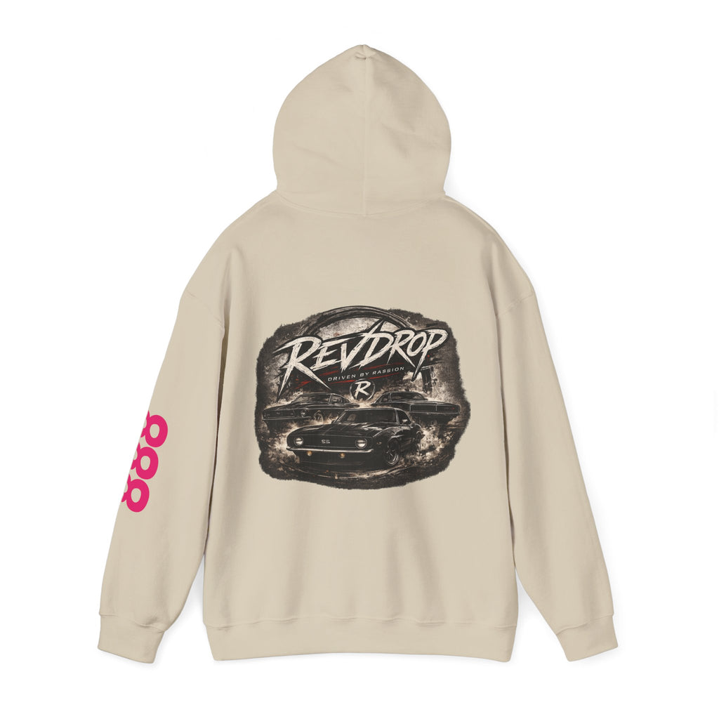 RevDrop Vintage Racing Hoodie — Retro Car Logo Pullover