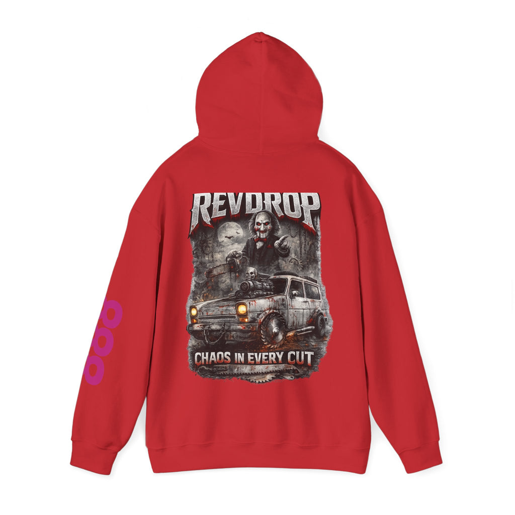 Hoodie — "Rev Up: Chaos In Every Cut" Gothic Car & Reaper Graphic