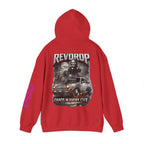 Hoodie — "Rev Up: Chaos In Every Cut" Gothic Car & Reaper Graphic