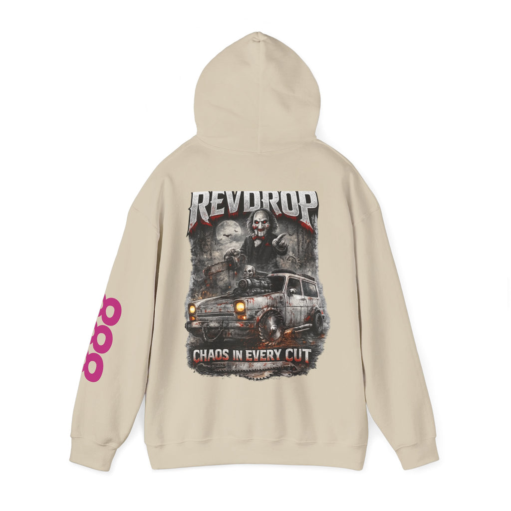 Hoodie — "Rev Up: Chaos In Every Cut" Gothic Car & Reaper Graphic
