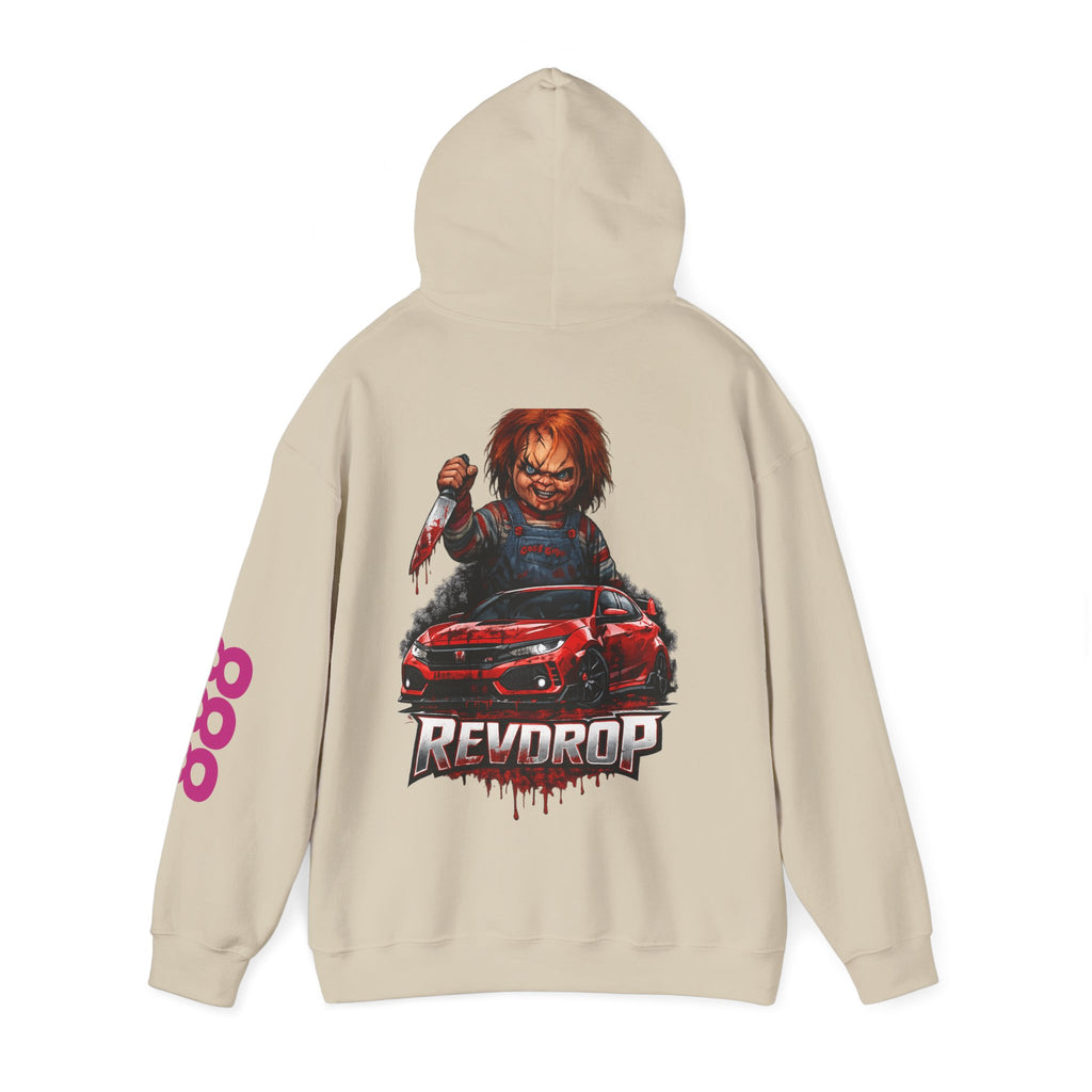 Chucky Reddrop Hoodie — Horror Car Graphic Pullover