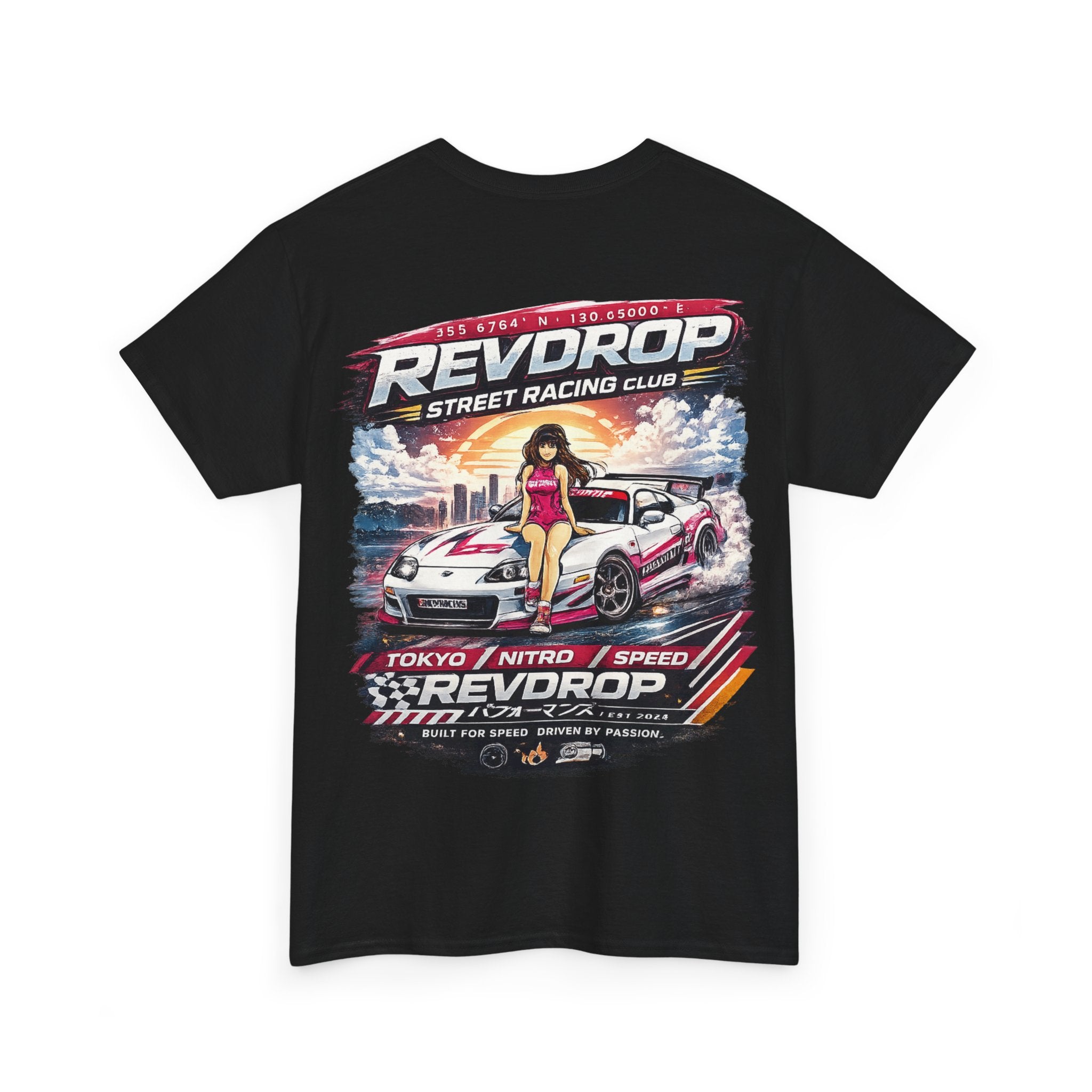 Street Racing Tee — "Revdrop" Tokyo Nitro Car Graphic T-Shirt