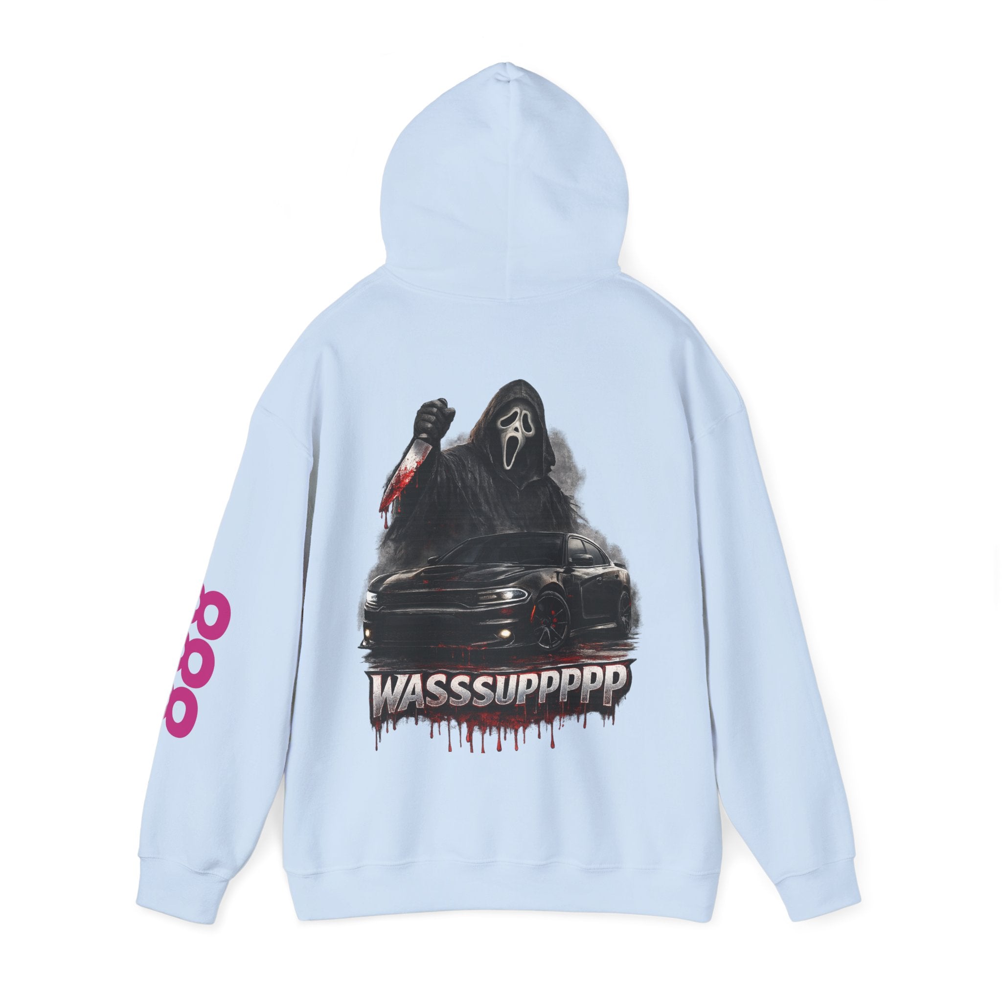 Hoodie — Retro Horror 'WASSSUPPPPP' Graphic Pullover