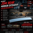 RevDrop™ Panoramic Rear View Mirror – Wide Angle Anti-Glare JDM Mirror Extender