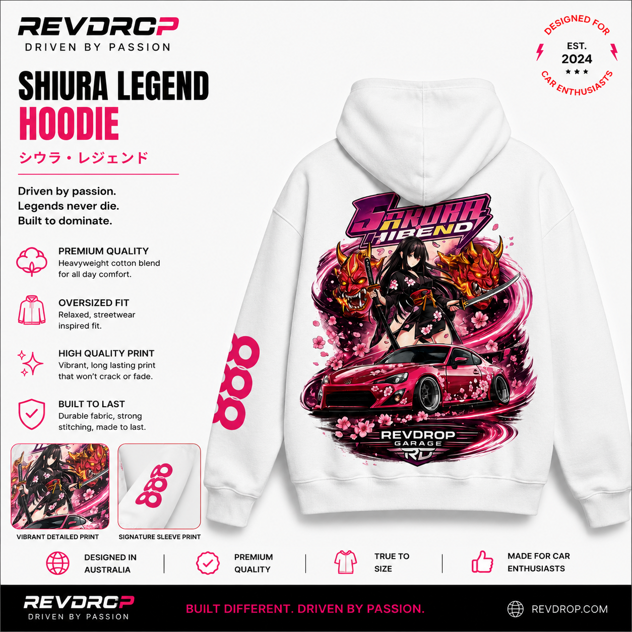 REVDROP Shuriken Friends Anime Street Racing Graphic Hoodie