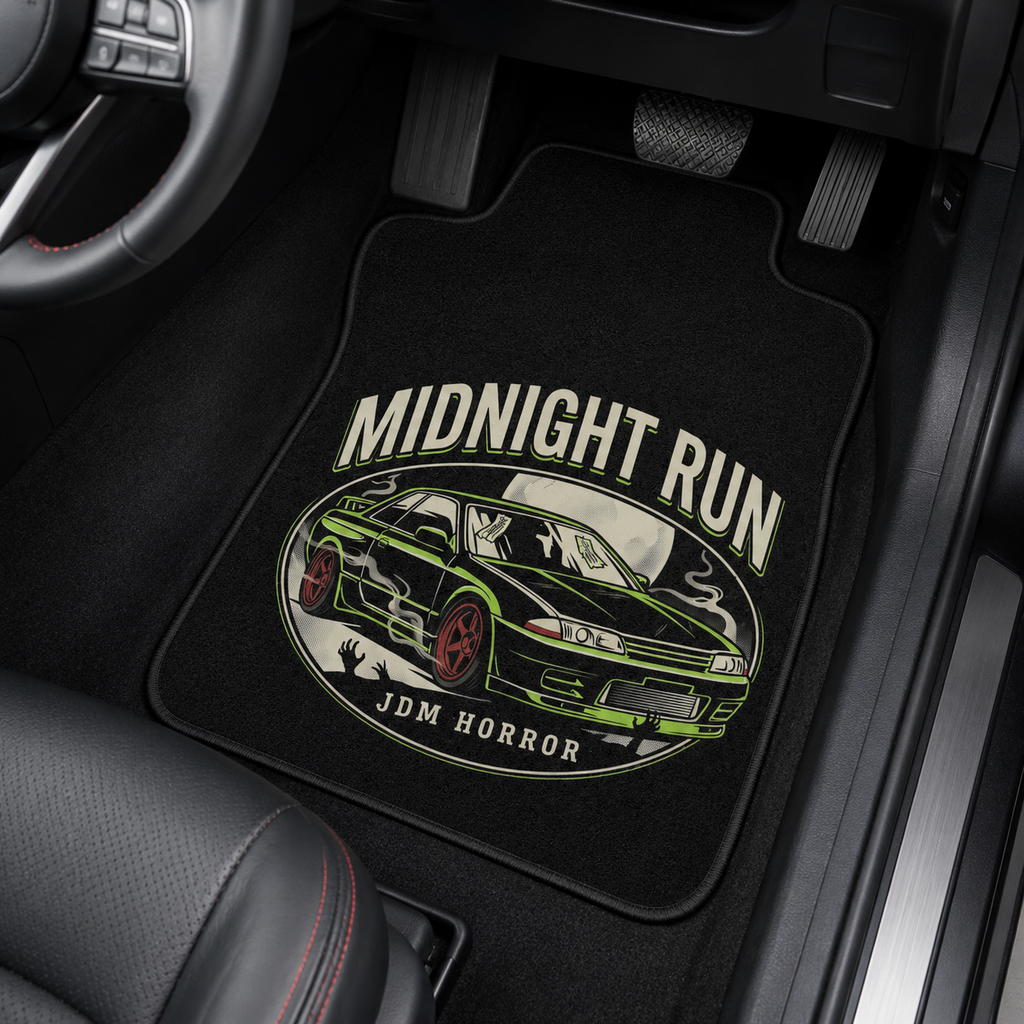 RevDrop™ Midnight Run Car Mats – JDM Horror Edition Front Floor Mat Set