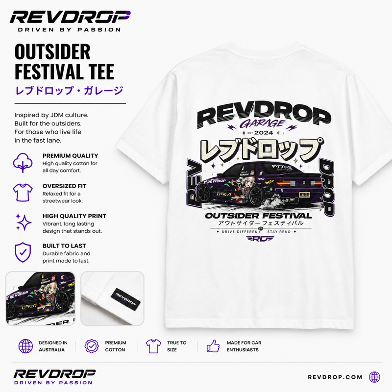 RevDrop Outsider Festival Tee – JDM Streetwear Edition
