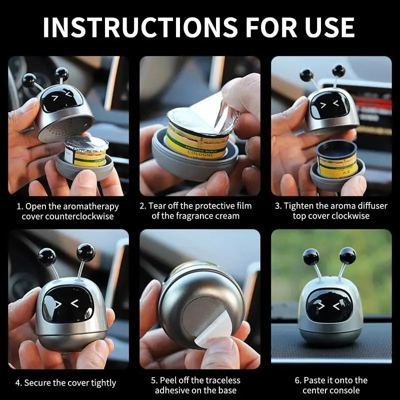 RevDrop™ Kawaii Anime Shaking Robot Car Diffuser – Cute Dashboard Air Freshener & Car Accessory